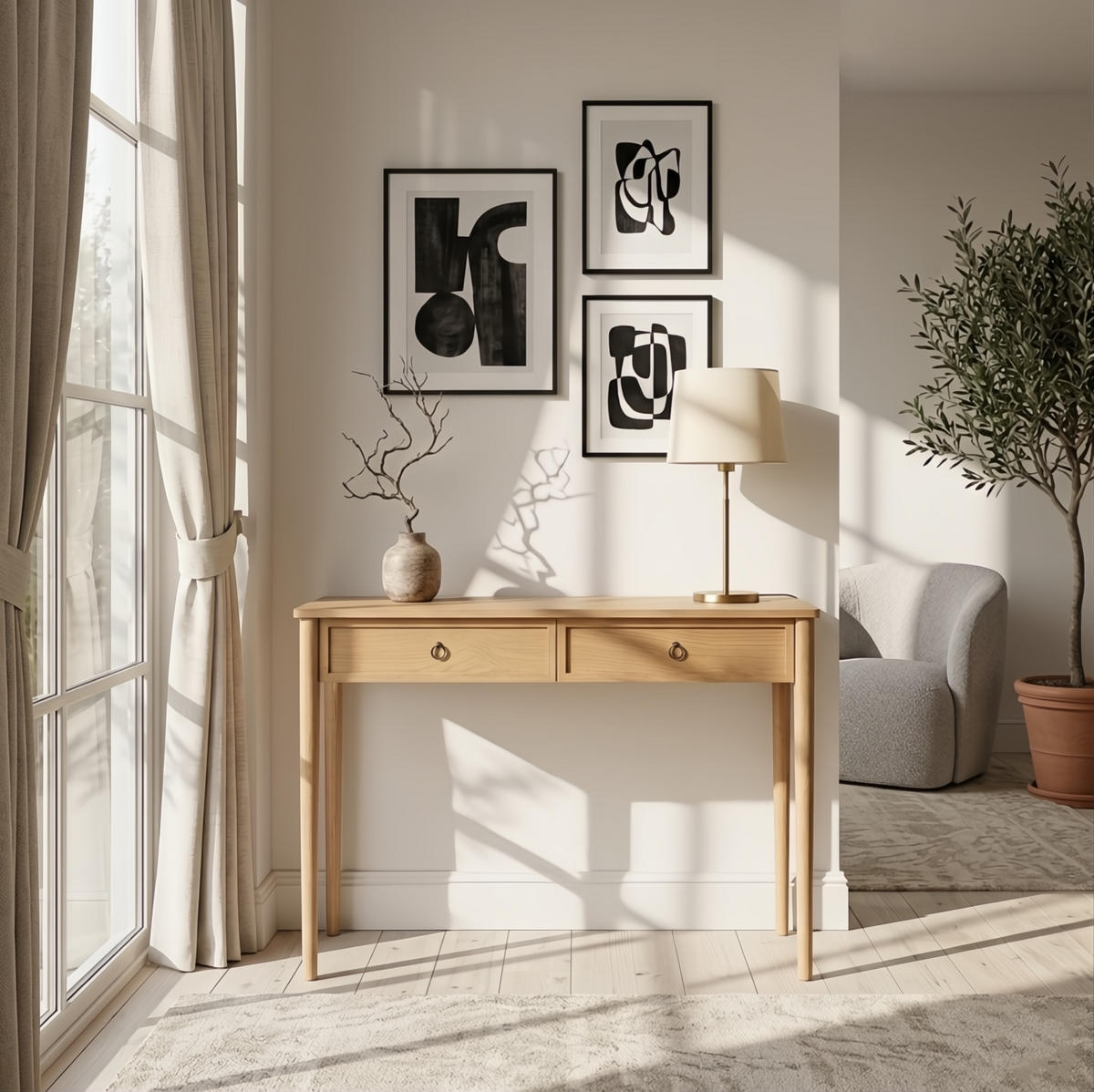 KONSOLENTISCH Rose, Eiche - Beige, Holz (45/120/78cm) - WOODEK
