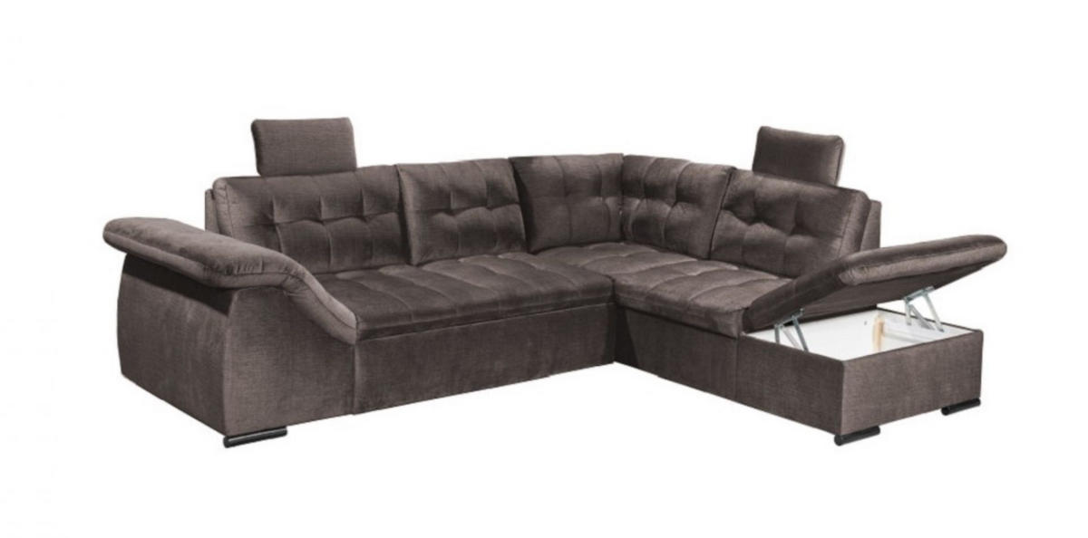 ECKSOFA mit Schlaffunktion und Bettkasten - Dunkelgrau, Kunststoff/Textil (217/283cm) - ed exciting design