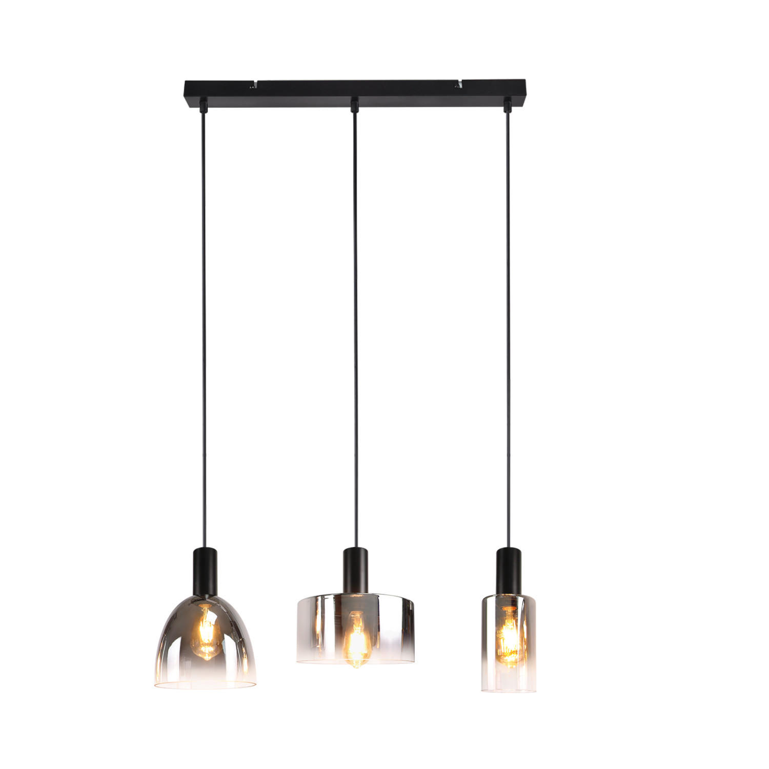 HÄNGELEUCHTE Sylvg 25/180.5/62.5 cm - Schwarz, Metall (62.5/25/180.5cm) - ZMH