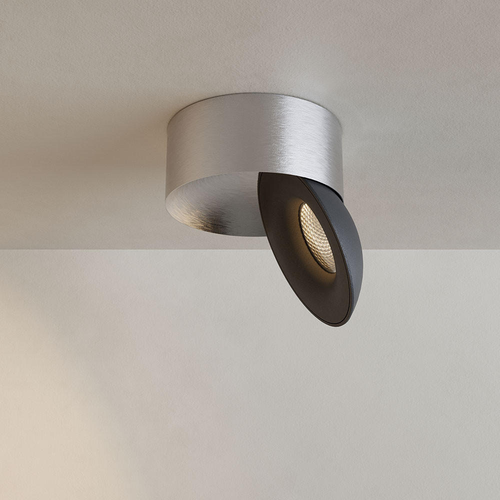 LED-AUFBAULEUCHTE Santa Neo Aluminium/Schwarz Warmweiß - Alufarben/Schwarz, Metall (10.8/10.8/5cm) - s.luce