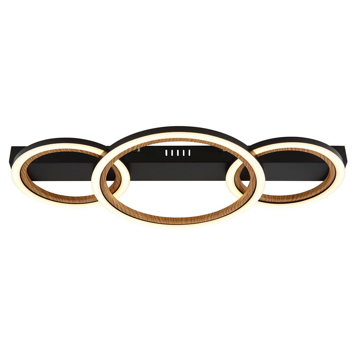 LED DECKENLEUCHTE Holzoptik Braun Ring Design - Schwarz, Metall (58/30/7cm) - Globo Lighting