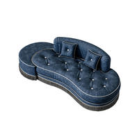SOFA Quaste Samt blau 4-teilig - Blau, Textil (80/108/198cm) - Vercart