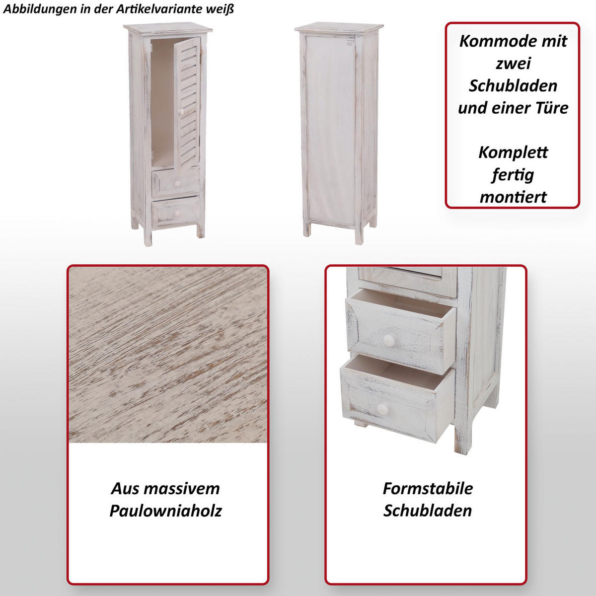 KOMMODE SCHRANK Weiß - Weiß, Holz (30/91/25cm) - MCW