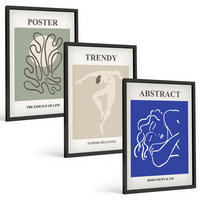 BILDER SET 3er Set - 40x60 cm Schwarzer Rahmen - Henri Matisse Pastellgrafiken - Schwarz, Kunststoff (40/60cm) - TULUP