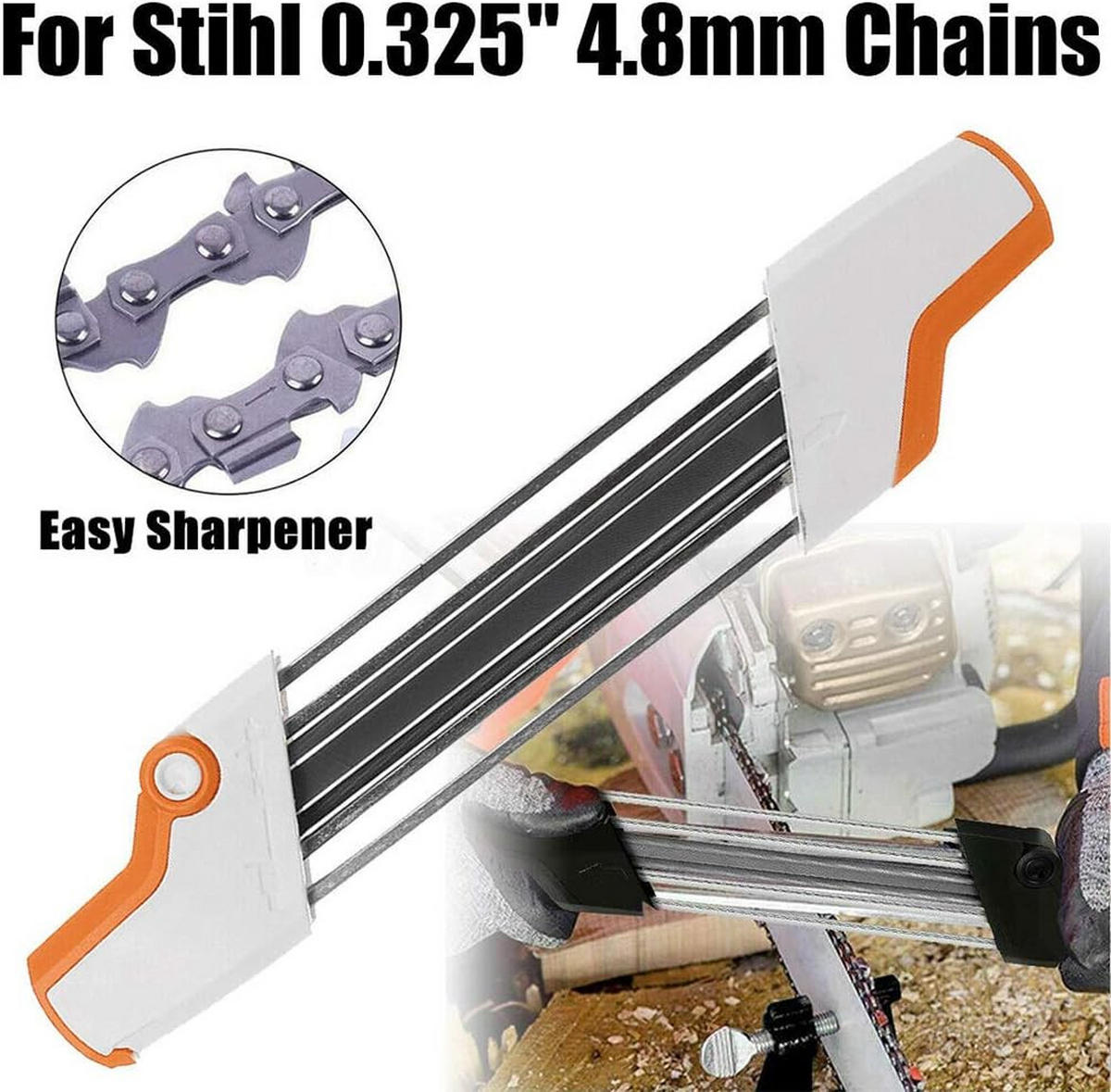 FEILE – Geeignet für 3/8"-P-Sägeketten (4,8 mm Durchmesser) - Weiß, Metall (32/6.85/2.3cm) - DCA