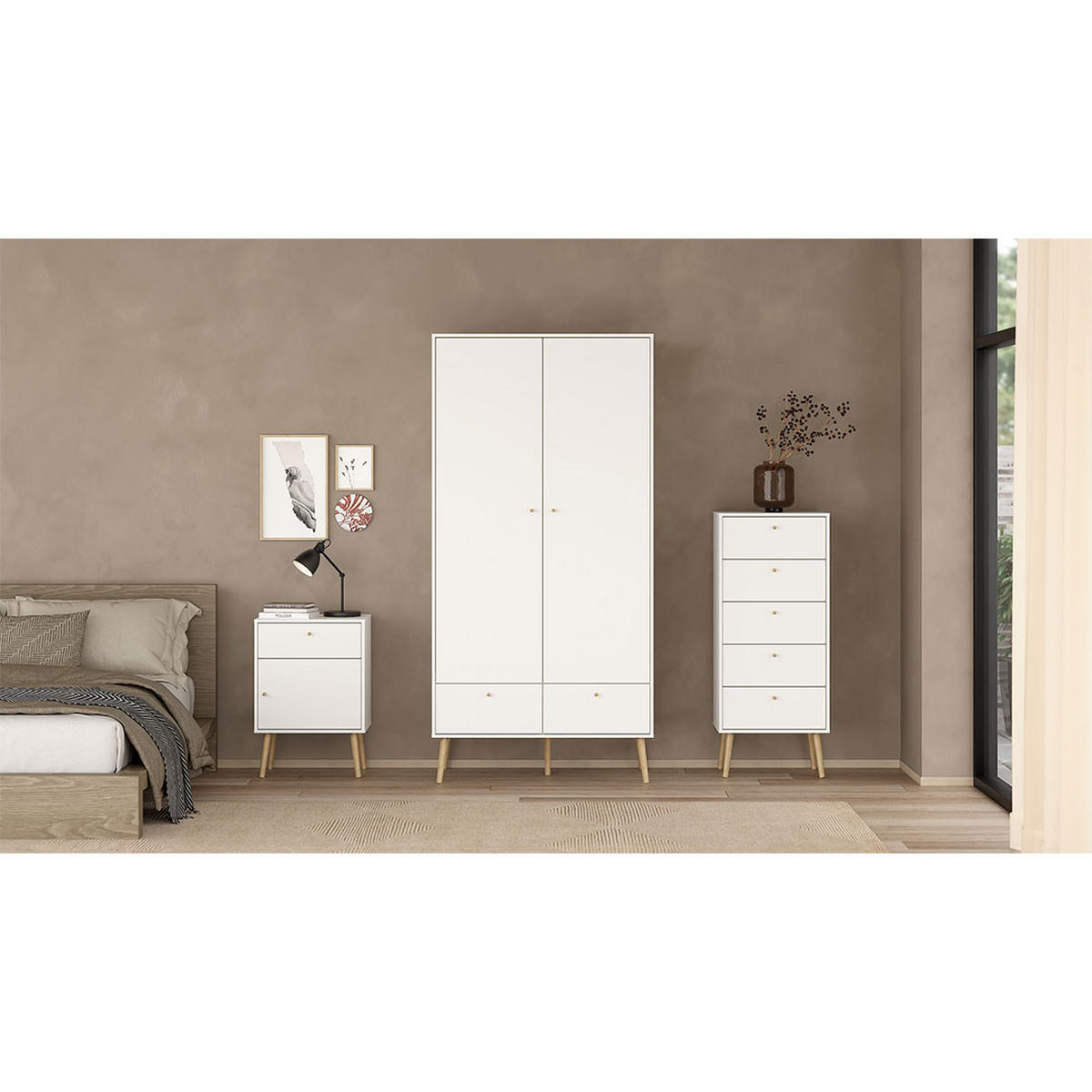 NACHTTISCH, Bodo, Weiß, Holzwerkstoff, 51 x 40 x 73 cm - Weiß, Holzwerkstoff (51/73/40cm) - ebuy24