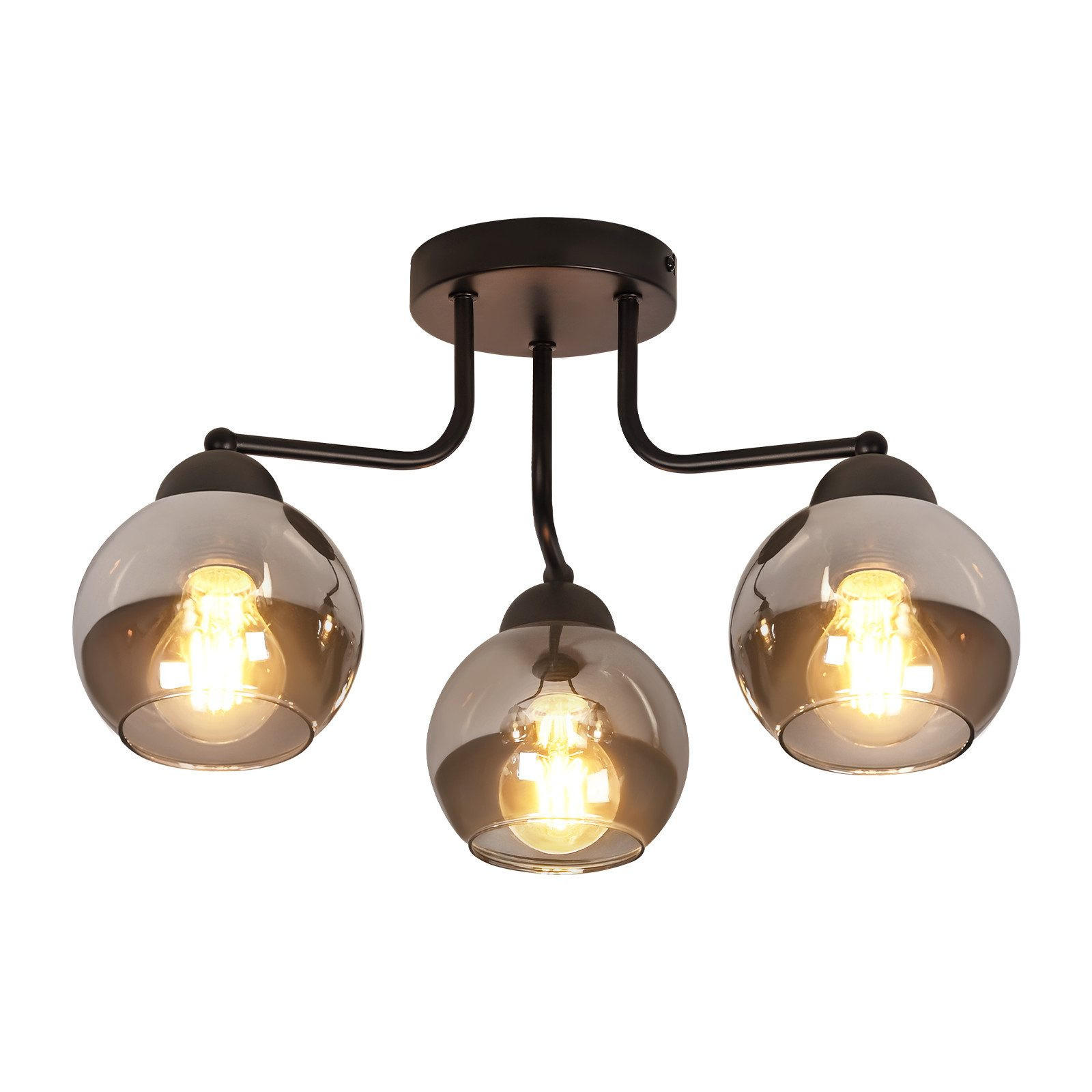 DECKENLEUCHTE Lupien 38/25.6/38cm - Schwarz, Glas (25.6/38/38cm) - Nettlife
