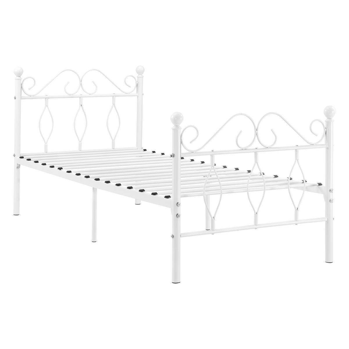 METALLBETT Apolda - Weiß, Metall (90/200cm) - [en.casa]