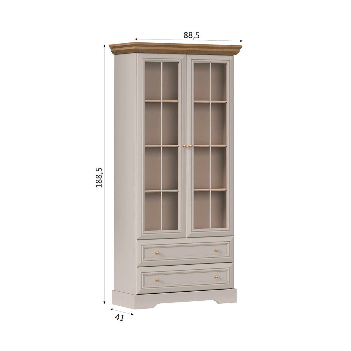 VITRINE Dulci Kaschmir und Holz - Kaschmir, Holzwerkstoff (88.4/188.8/40.7cm) - Petits-meubles