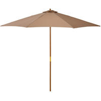SONNENSCHIRM, Bambus, Polyester, Khaki - Braun, Naturmaterialien/Holz (300/300cm) - Outsunny