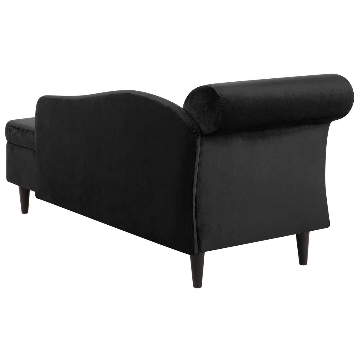 CHAISELONGUE Samtstoff schwarz linksseitig Luiro - Dunkelbraun/Schwarz, Textil (160/77/70cm) - Beliani