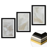 WANDBILDER 3er-Set - 20x30 cm Schwarzer Rahmen - Abstrakte Pinselstriche - Schwarz, Kunststoff (20/30cm) - ArtPrintCave