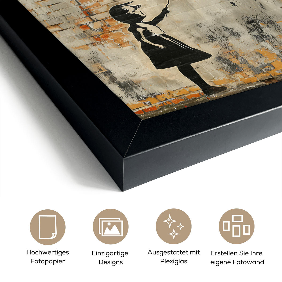 ZARÁMOVANÝ PLAGÁT Graffiti - Banksy - Dievča - Street art 30x20 cm - piesková, papier (30/20cm) - MuchoWow
