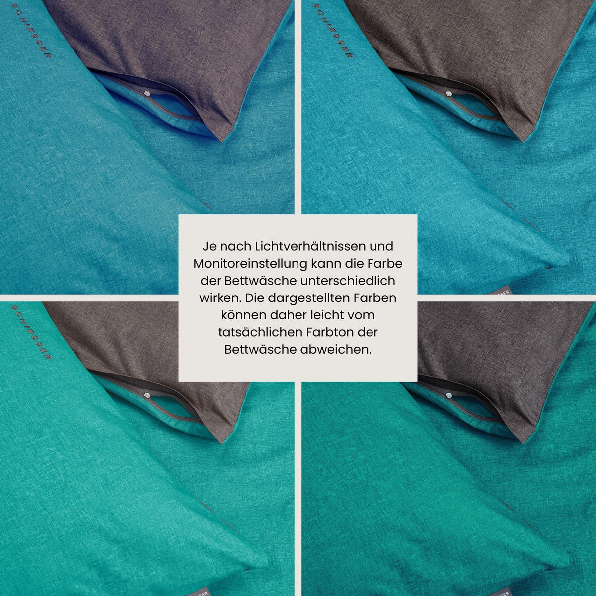 BETTWÄSCHESET Doubleface - Renforcé - 2-teilig - 155 x 220 cm - Türkis-Dunkelgrau - Türkis/Dunkelgrau, Textil (155/220cm) - SCHIESSER