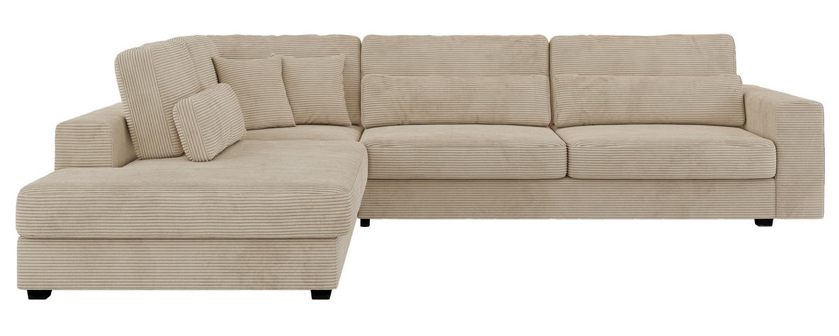 ECKSOFA Savona Beige Cord - links - Beige/Schwarz, Kunststoff/Textil (316/249cm) - MKS