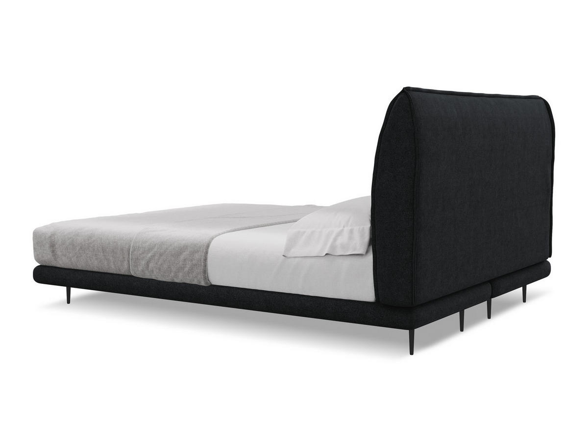 POLSTERBETT Doppelbett mit Matratze Bouclé Stoff Schwarz - Schwarz, Textil/Metall (140/200cm) - Makamii