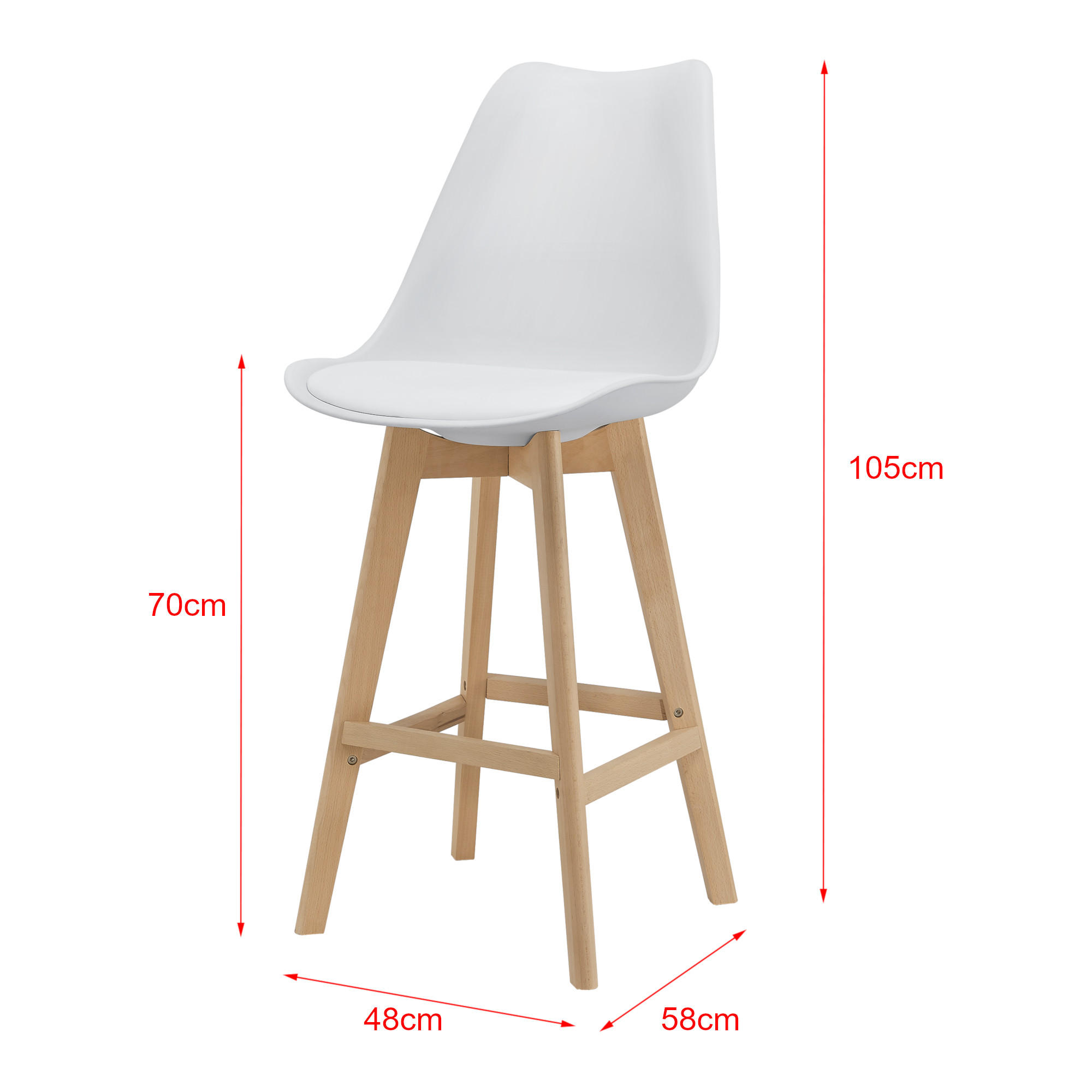 BARSTUHL Lublin 2er-Set - Weiß, Holz (48/105/58cm) - [en.casa]