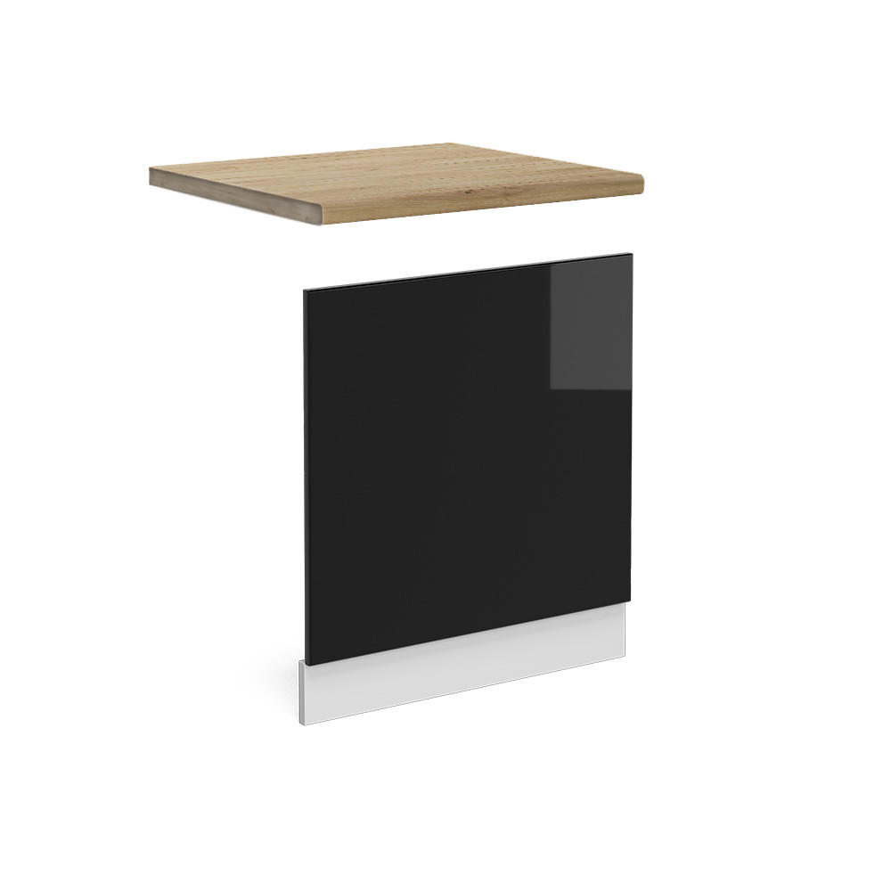 FRONTBLENDE R-Line Schwarz Hochglanz 60 cm, AP Eiche - Schwarz Hochglanz/Schwarz, Holzwerkstoff (60/57.2/1.6cm) - Vicco