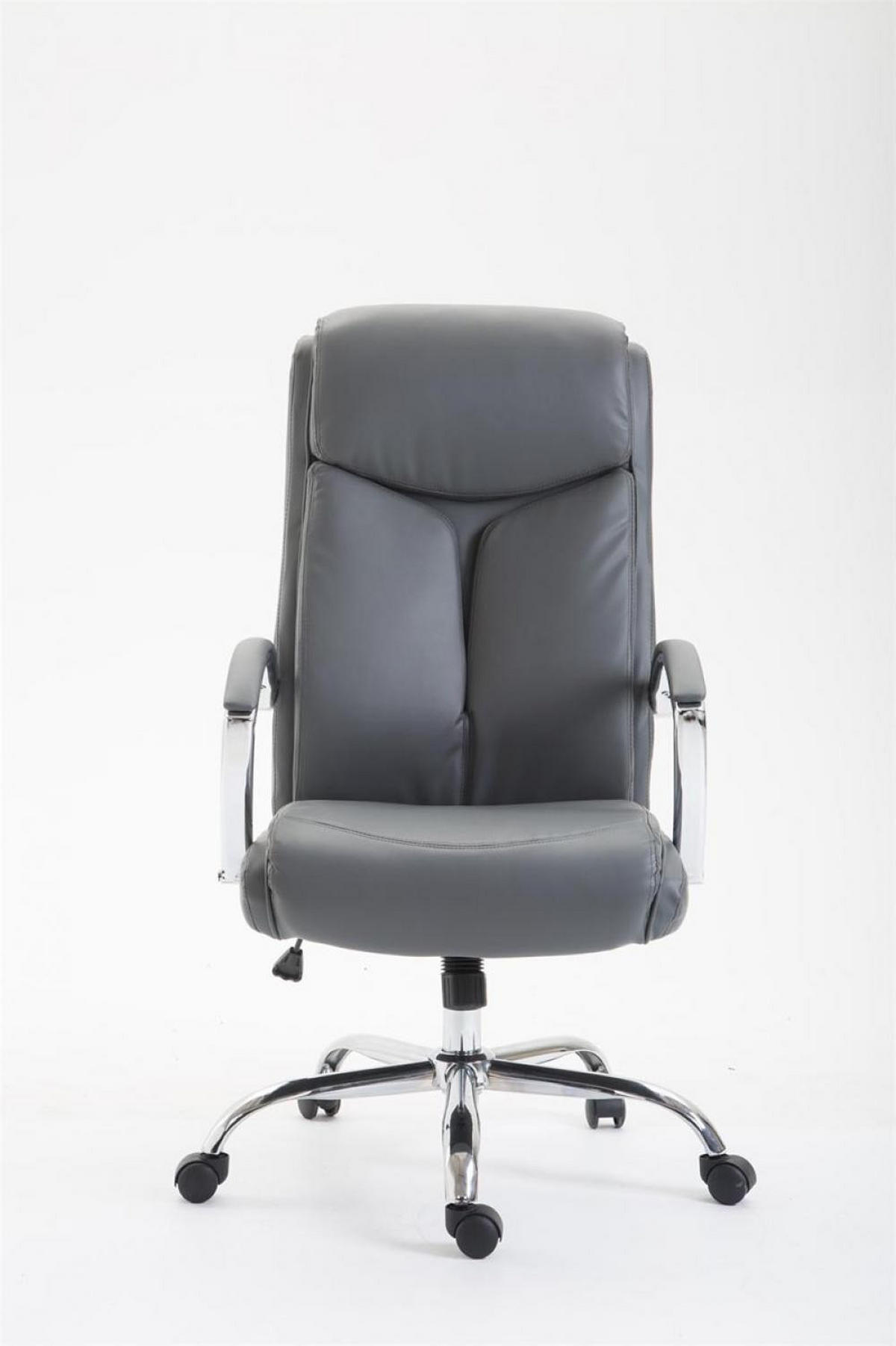 CHEFSESSEL Lederlook grau - Chromfarben/Grau, Textil/Metall (65/115/73cm) - CLP