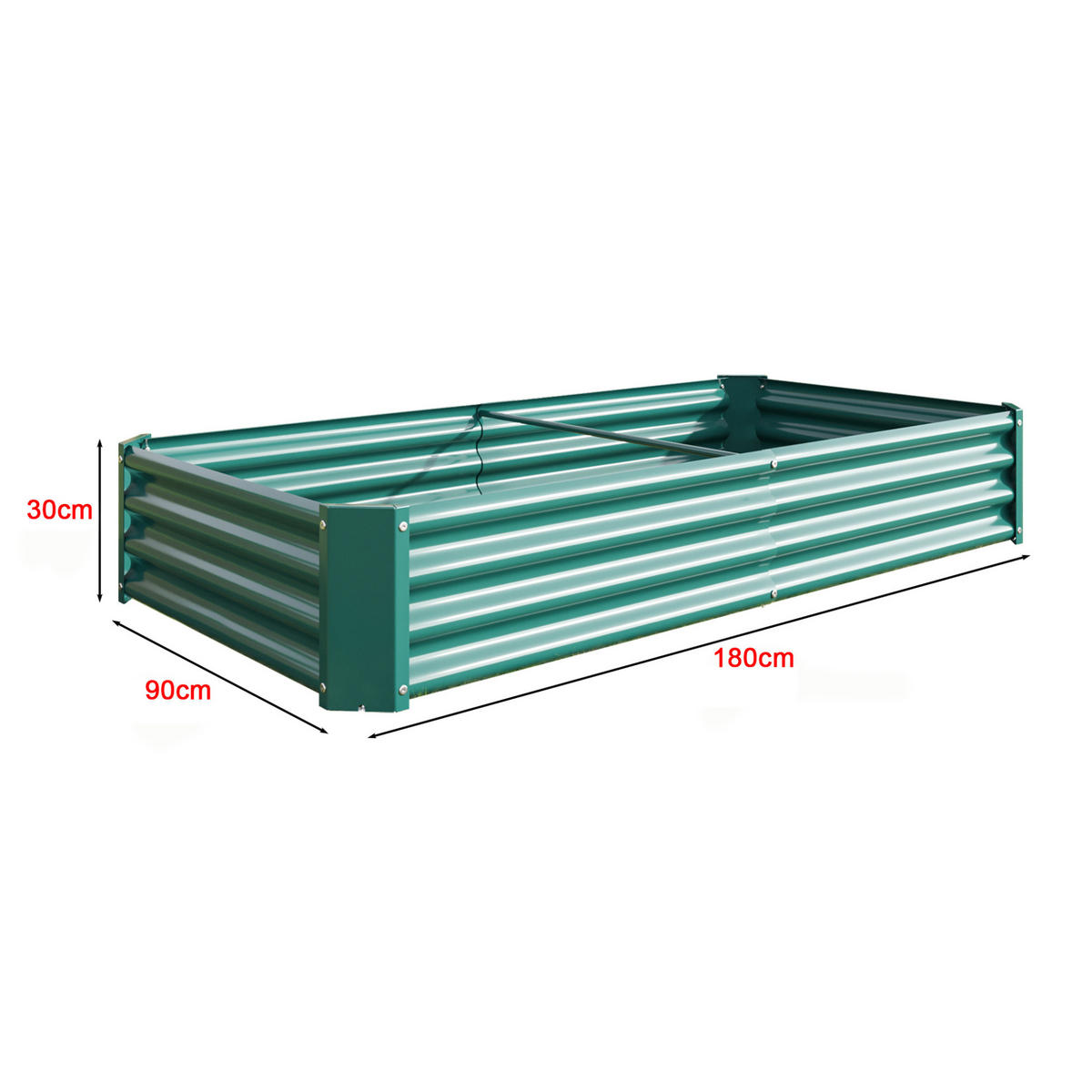 BLUMENKASTEN aus Metall 180 x 90 x 30 cm in Grün - Grün, Metall (90/30/180cm) - Modfu