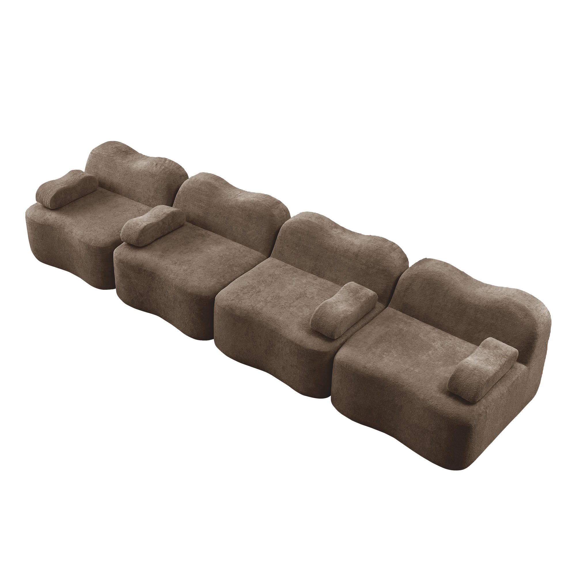 4-SITZER-SOFA DE-34348 Wellenform Braun - Braun, Textil (98/70/384cm) - ComfortXL