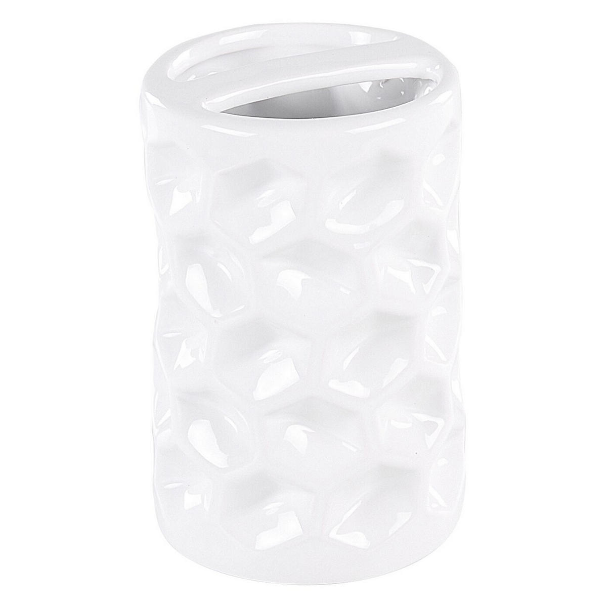 BADEZIMMER Set 5-teilig Keramikweiß Tirua - Weiß, Keramik (13/34/11cm) - Beliani