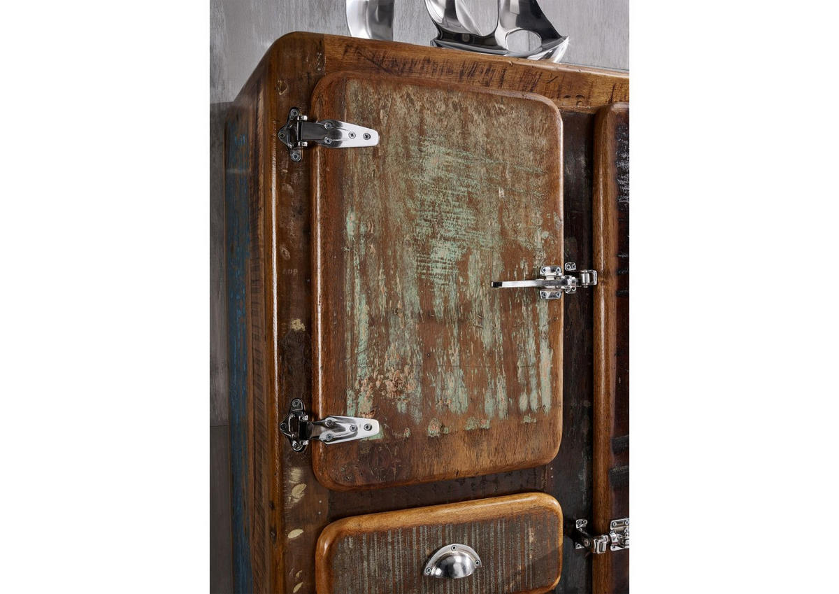 VITRINE Altholz 90x38x140 mehrfarbig lackiert FREEZY #34 - Multicolor, Holz (90/140/38cm) - Massivmoebel24