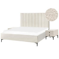 SPALNI KOMPLET bouclé kremasto bela 180/200 cm Sezanne - krem, tekstil (180/200cm) - Beliani