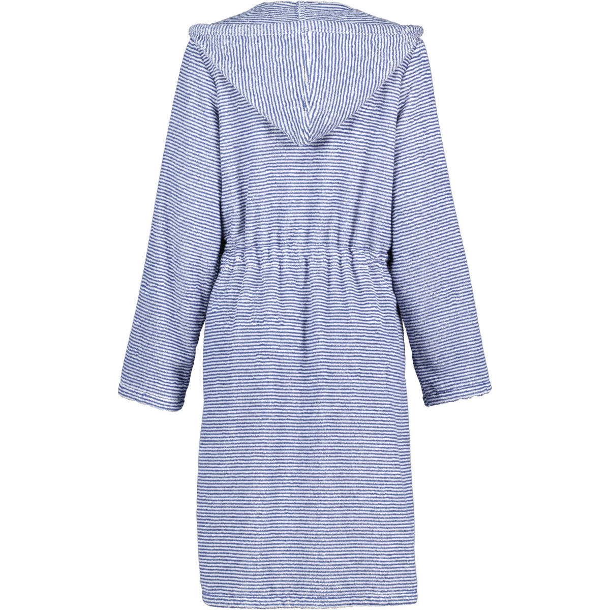 BADEMANTEL DAMEN KURZMANTEL MIT REISSVERSCHLUSS UND KAPUZE STREIFEN 3335 NAVY-WEISS - 16 - Blau, Textil (Snull) - Cawoe