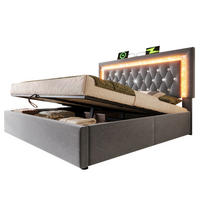 POLSTERBETT mit LED und Stauraum 140x200 cm Samt Grau - Grau, Metall (140/200cm) - Meubliv