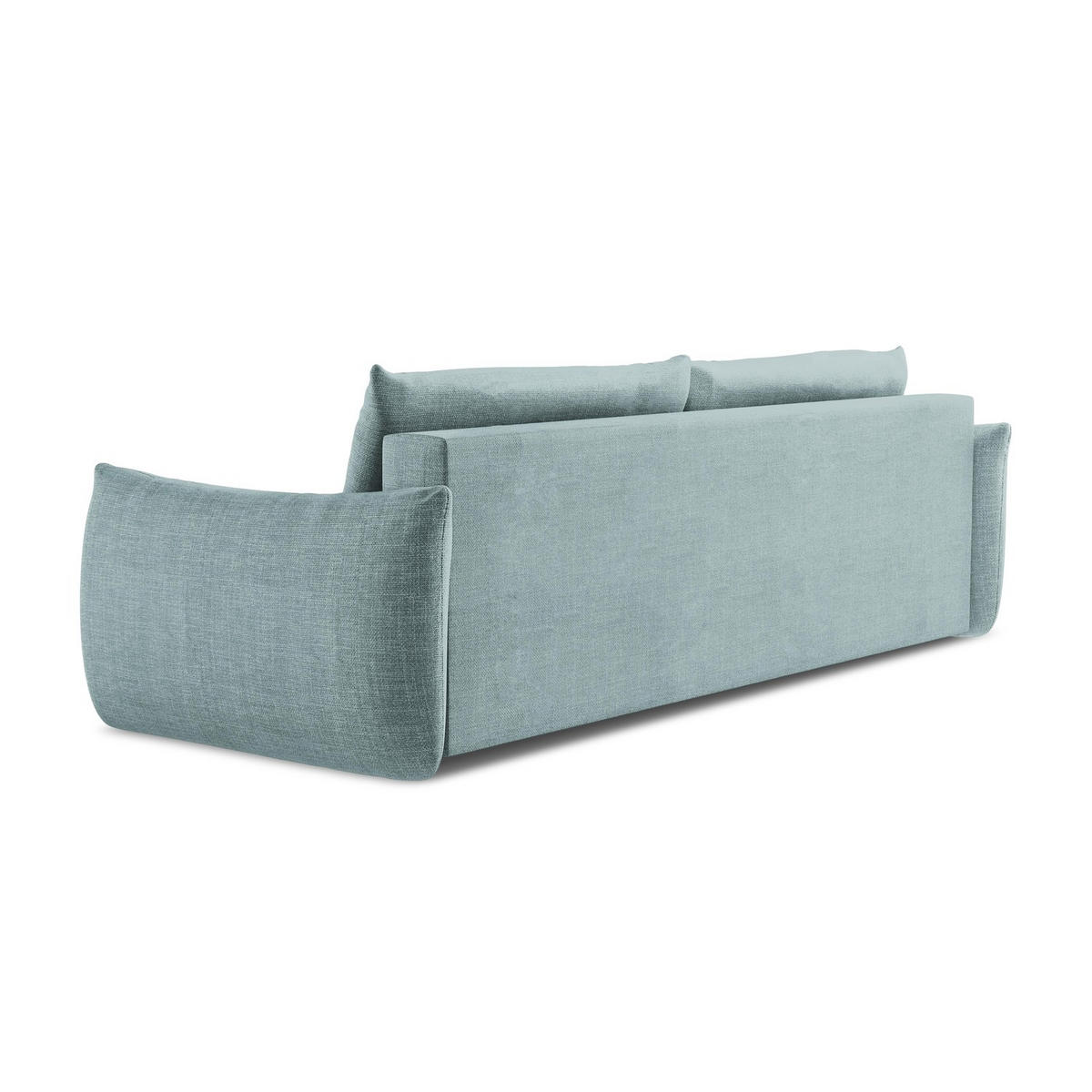 3-SITZER SOFA mit Schlaffunktion Strukturstoff Blau - Pastellblau/Schwarz, Holzwerkstoff/Kunststoff (230/90/105cm) - LaMiaSofa