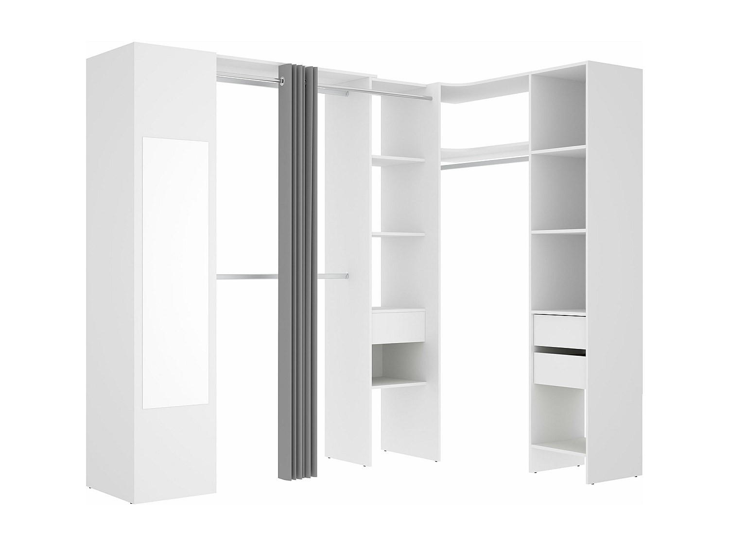 OFFENER Kleiderschrank - 231.5 cm x 141 cm - holz - weiß Bertrand - Weiß, Holz (231.5/205/141cm) - Vente-Unique