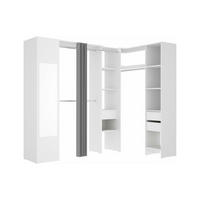 OFFENER Kleiderschrank - 231.5 cm x 141 cm - holz - weiß Bertrand - Weiß, Holz (231.5/205/141cm) - Vente-Unique