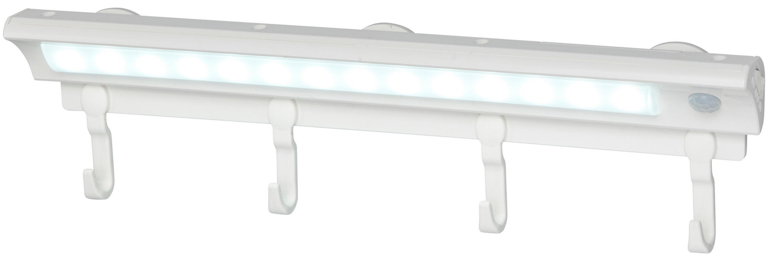 LED-SENSORLEUCHTE - Garderobenleiste mit Bewegungsmelder und Dämmerungssensor für Flur und Eingangsbereich, 4 Haken - Weiß, Kunststoff (2.6/31.1/3.6cm) - Northpoint