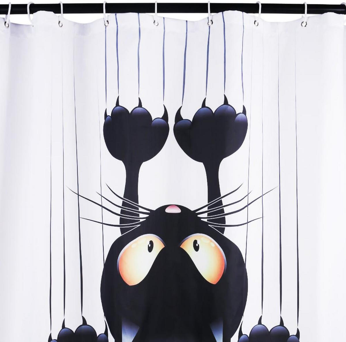 DUSCHVORHANG Katze humorvoll wasserdicht Stoff mit Haken für Badezimmer 150 x 180 cm - Multicolor, Textil (150/180cm) - MCBOSON