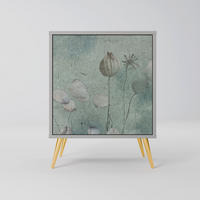 SIDEBOARD NIGHT LADY, Grau, 57,5x42x75,5 cm, Goldfarbene Metallfüße - Goldfarben/Multicolor, Holzwerkstoff/Metall (57.5/75.5/42cm) - SpaceRebels