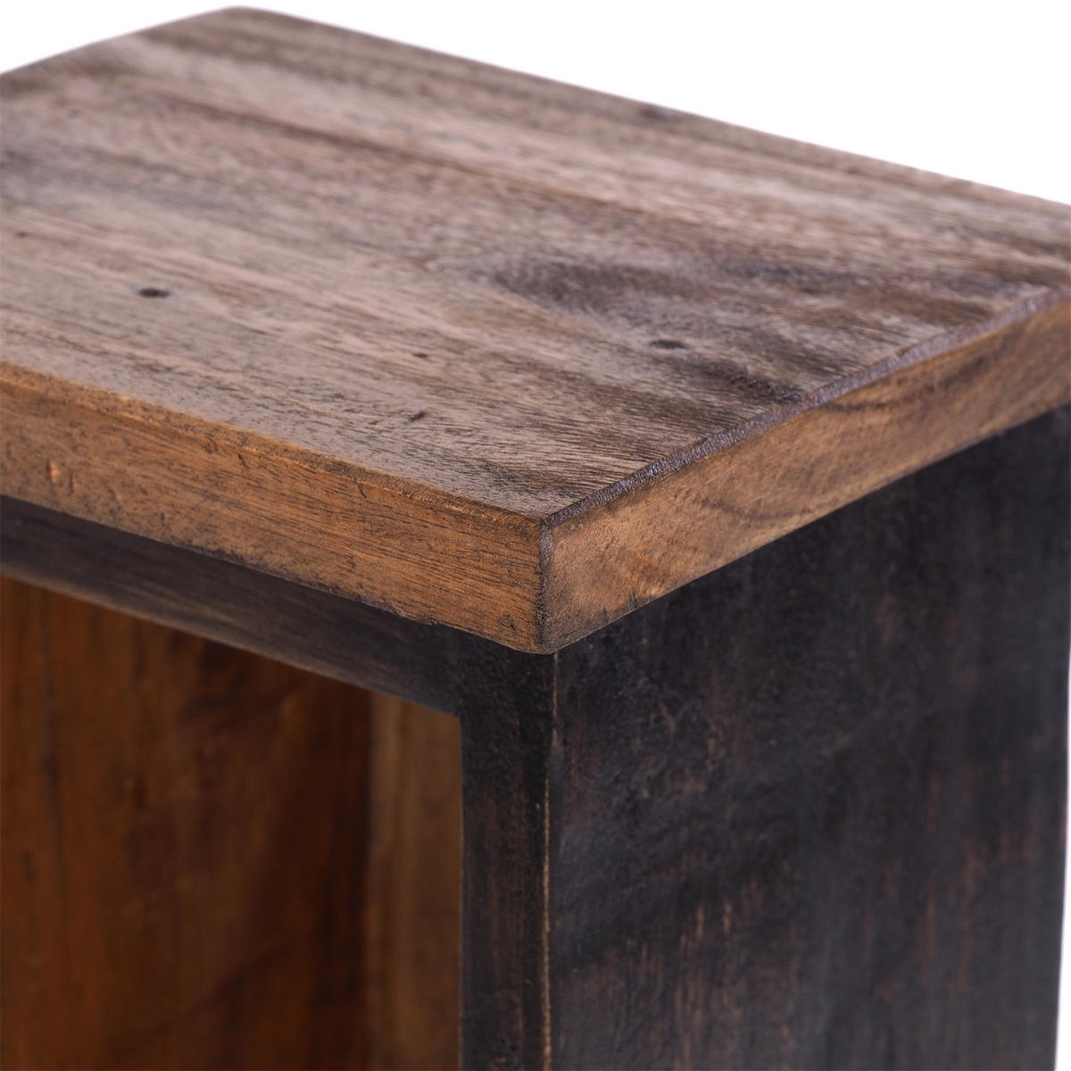 CD REGAL TOWER Mahagoni Massivholz, 4 Fächer 04 schwarz-natur - Graubraun, Holz (16/76/15cm) - DESIGN DELIGHTS