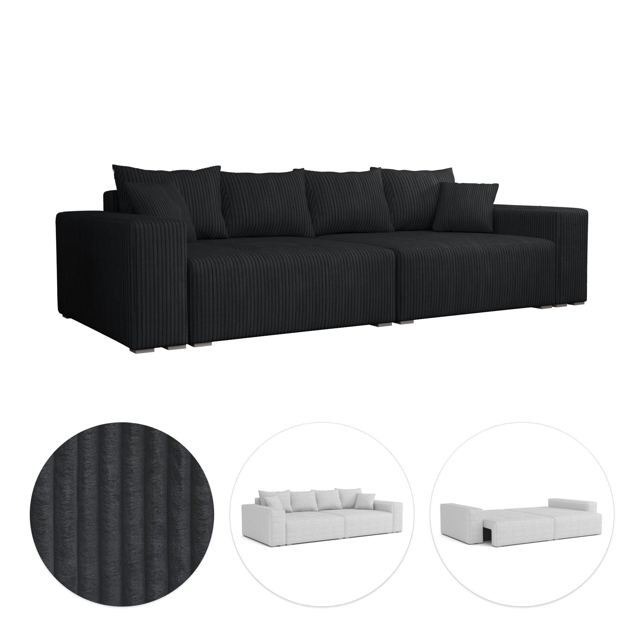 SCHLAFSOFA Couch Elstra Schwarz - Schwarz, Textil (300/97/140cm) - Fedve