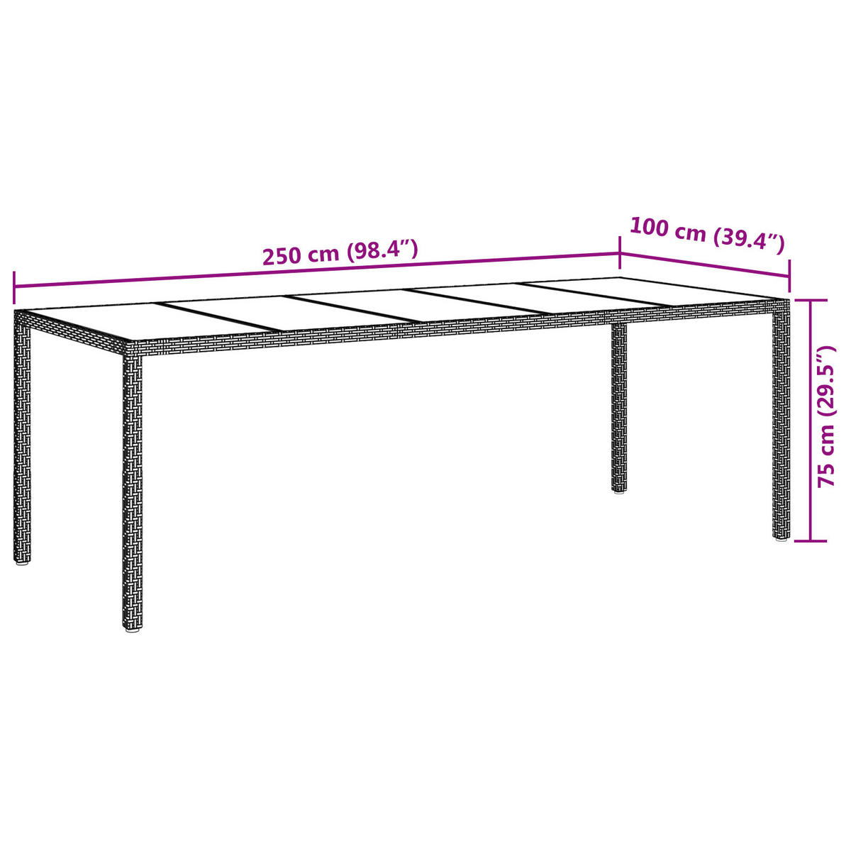 GARTENTISCH Berg 100/75/250 cm - Hellbraun, Naturmaterialien (100/250/75cm) - ZMH