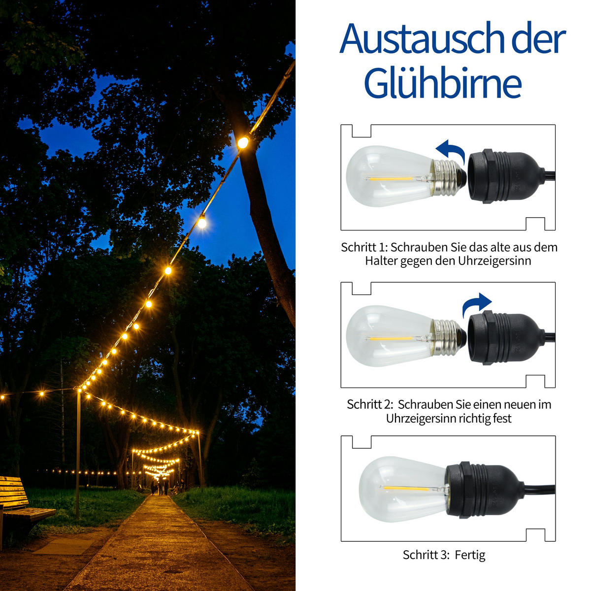 LED-LICHTERKETTE Baldwin II 15m - Schwarz, Kunststoff (15cm) - Nettlife