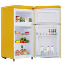 RETRO KÜHLSCHRANK 72L Doppeltür 21L Gefrier LED E Klasse - Gelb, Kunststoff (45/91/46cm) - FLIEKS
