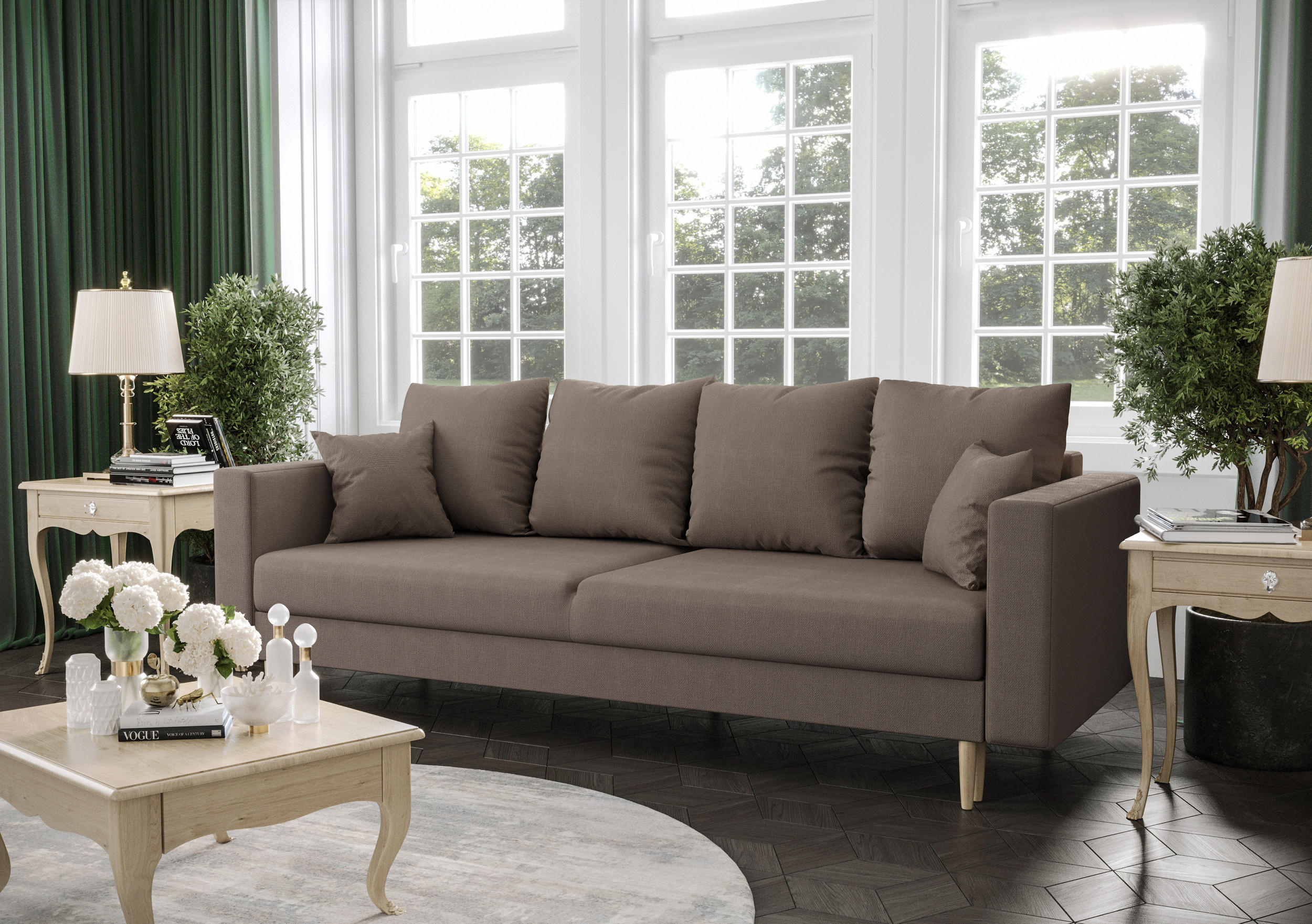 SOFA KRISTI mit Schlaffunktion COSMIC 03 Sofa mit Stauraum - Braun, Textil (90/87/230cm) - Bedante