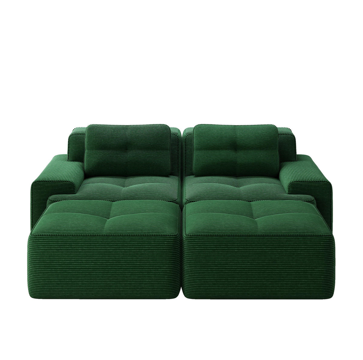SOFA modular mit Tiefsitz 74 cm Cord Green 3-tlg. - Grün, Kunststoff (177/69/204.1cm) - Meubliv