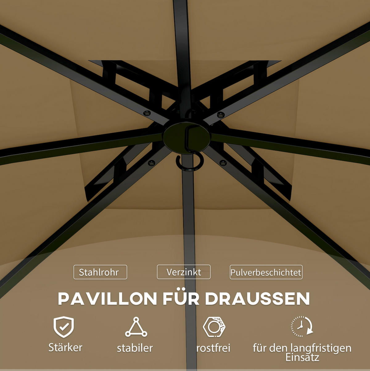 PAVILLONS aus Polyester 335x335x285 cm in Beige mit UV20+ Schutz - Beige, Textil (335/285/335cm) - Modfu