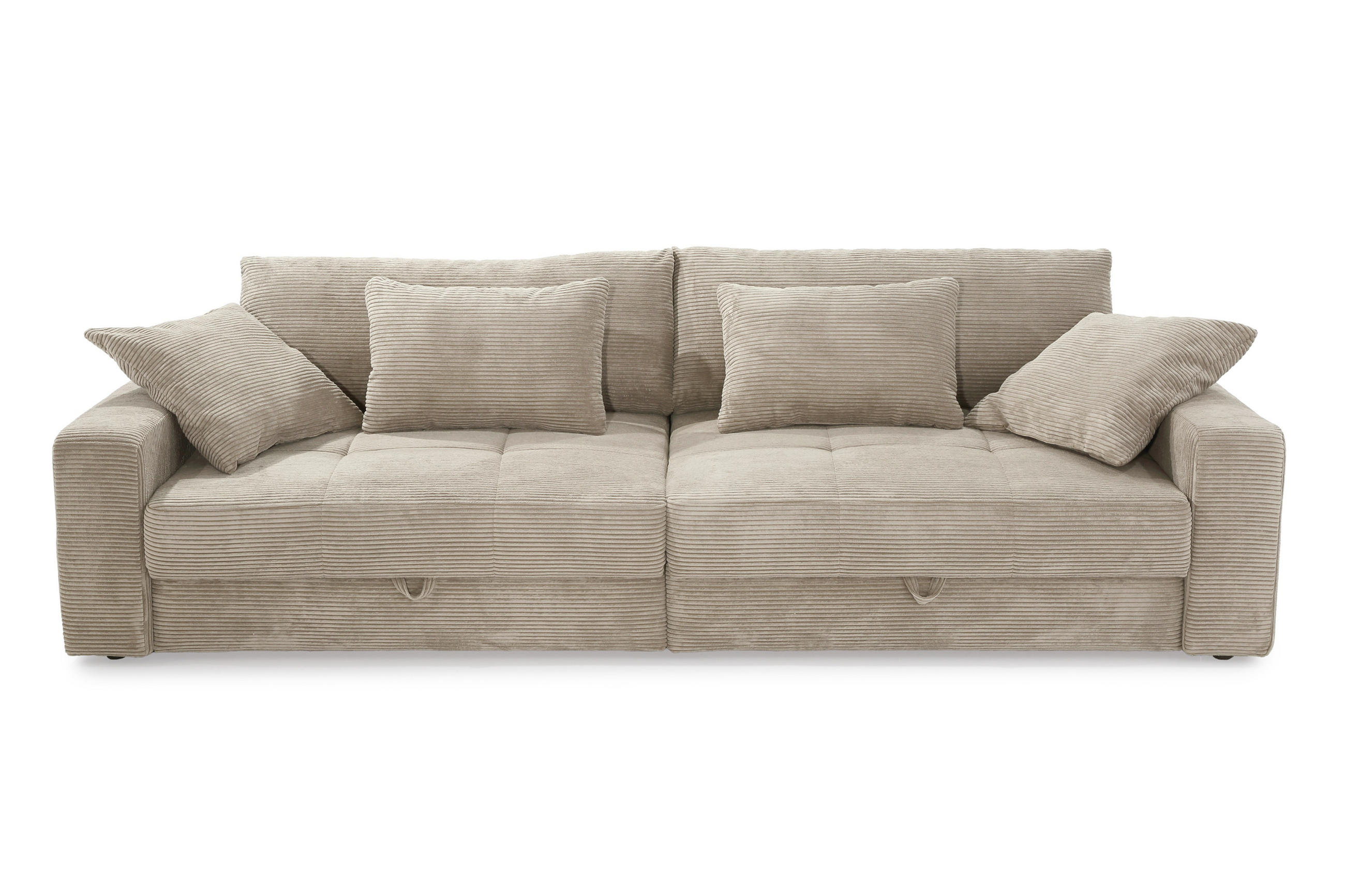 luma-home VELKÁ POHOVKA se 2 úložnými prostory, velkým úložným prostorem, 274 × 113 × 84 cm (Š×H×V), ležecká plocha 103 × 241 cm, manšestr béžovo-šedý