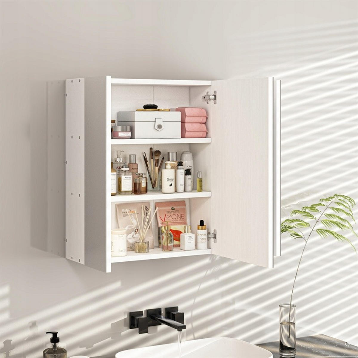 BADEZIMMERSCHRANK, weiß 60/15/55 cm - Weiß, Holzwerkstoff (60/55/15cm) - Rexo