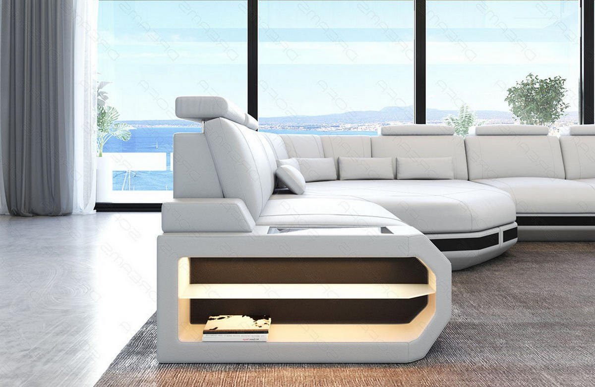 LEDERSOFA Asti L - Schwarz/Weiß, Leder (427/93/280cm) - Sofa Dreams