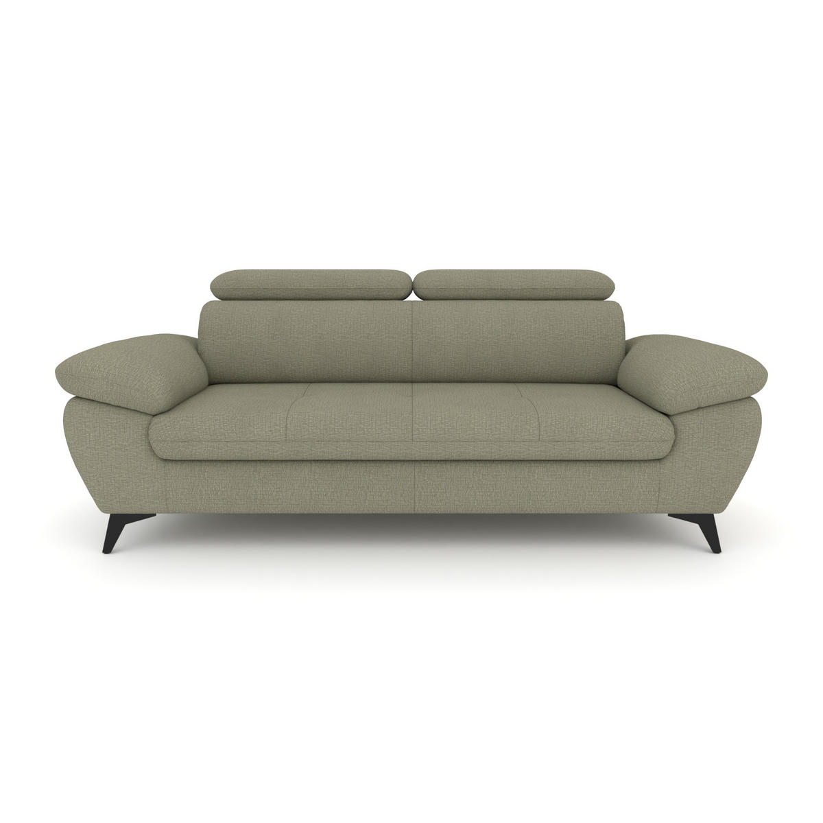 3-SITZER Karlstad Chenille Grün verstell. Kopfstützen B 215 cm - Jadegrün, Kunststoff/Textil (215/84/100cm) - foamnova