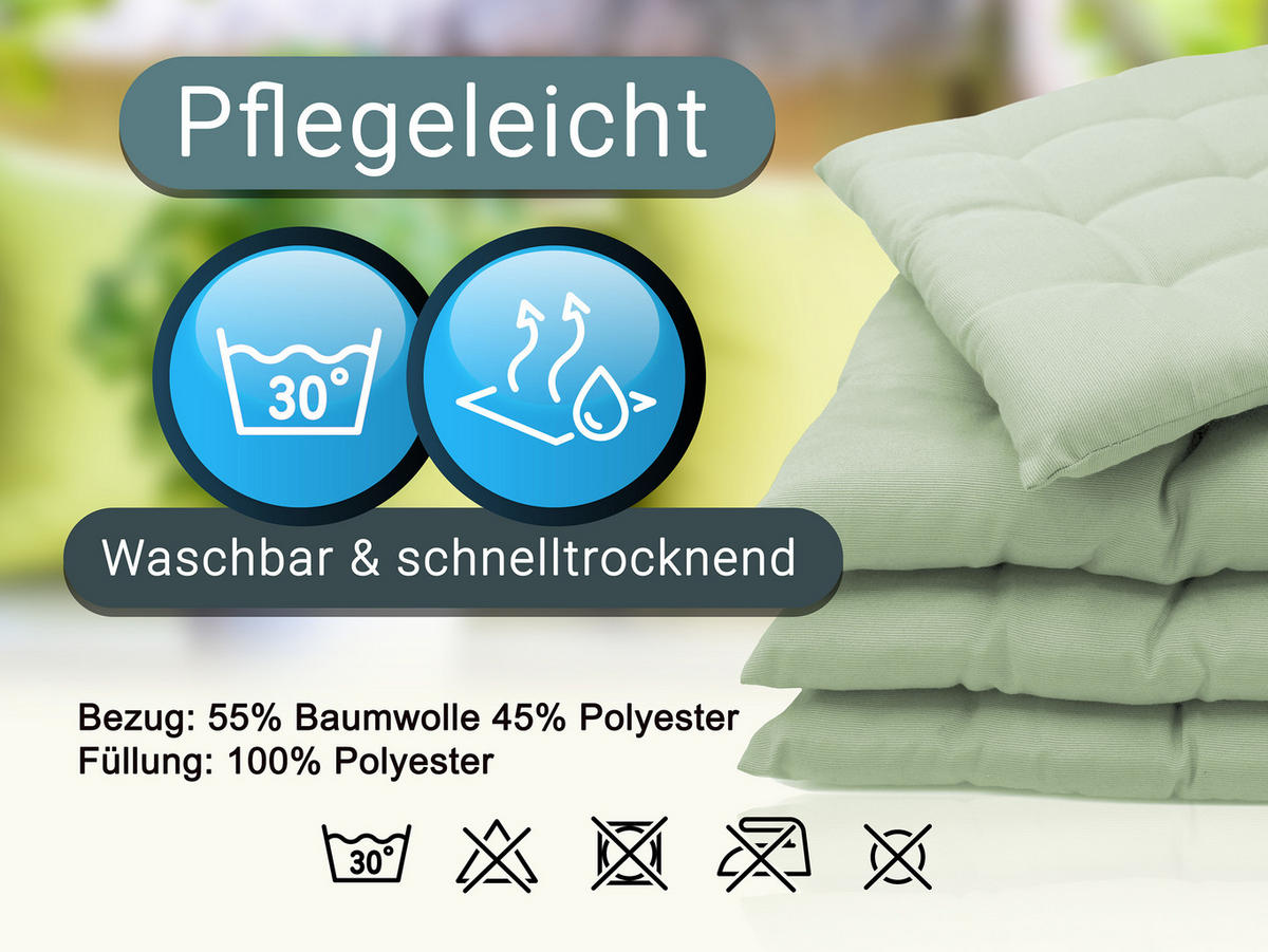 STUHLKISSEN, 4er-Set, 40x40 cm, 100% Polyester, Grün - Hellgrün, Textil (40/40/3cm) - Zollner