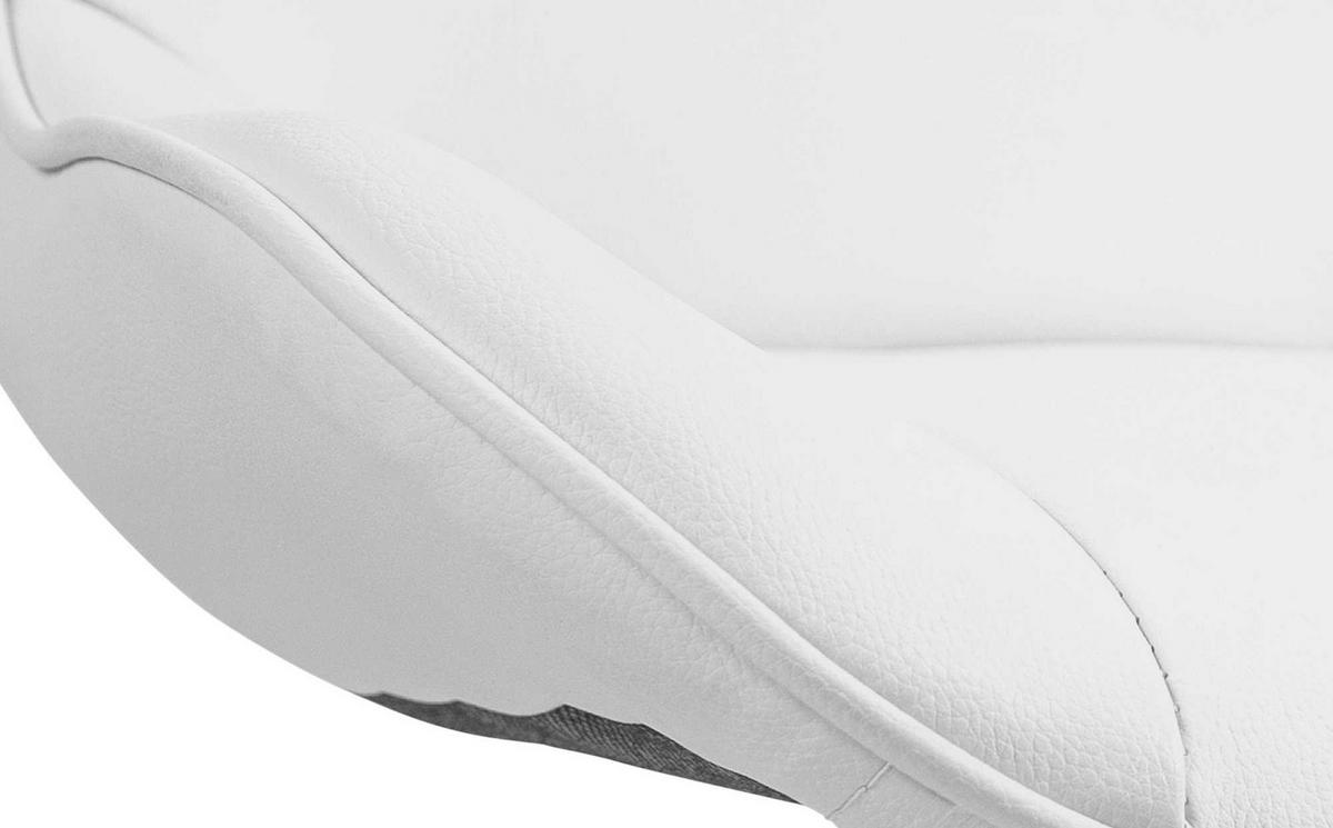 BARHOCKER 2er Set Lederlook weiß - Chromfarben/Weiß, Textil/Metall (49/85/51cm) - CLP